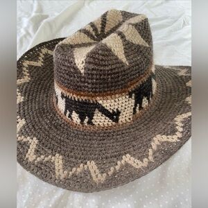 ALPACA Peruvian WOOL HAT Brown Western HAND WOVEN  LLAMA Vintage